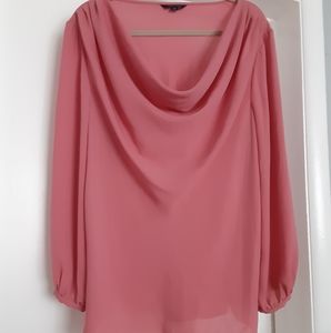 Coral drape neck blouse